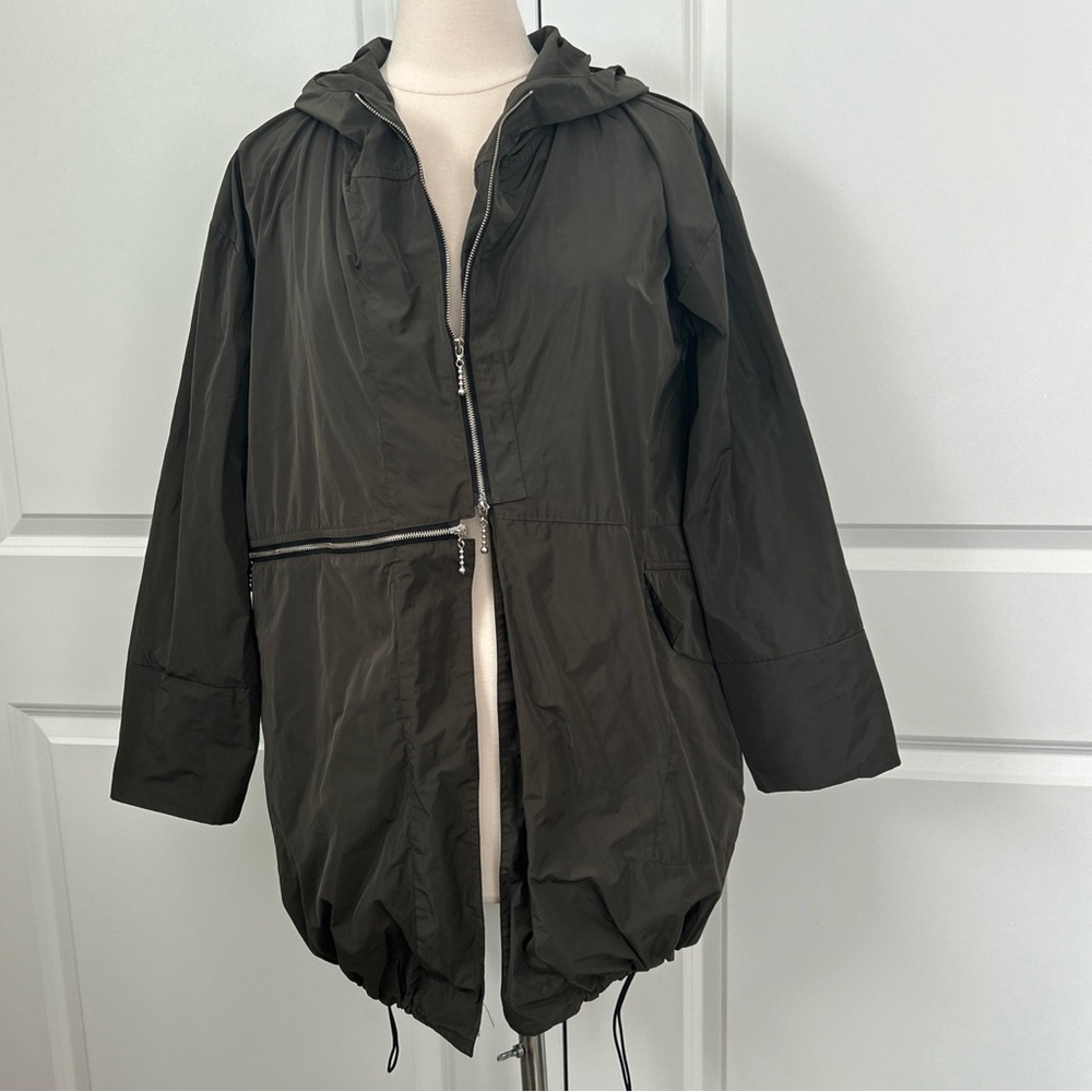 SUN KIM size XS Hooded Parachute Fabric Jacket Flyaway Bubble Hem fit S to M